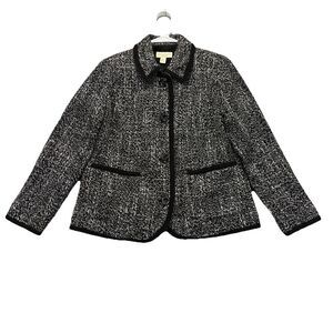 Appleseed's Jacket Womens‎ 6P Wool Blend Lined Knit Black White Grannycore Work
